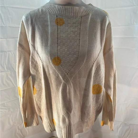Miss Sparkling Cream Cable Knit Sweater with Daisies - Picture 1 of 5